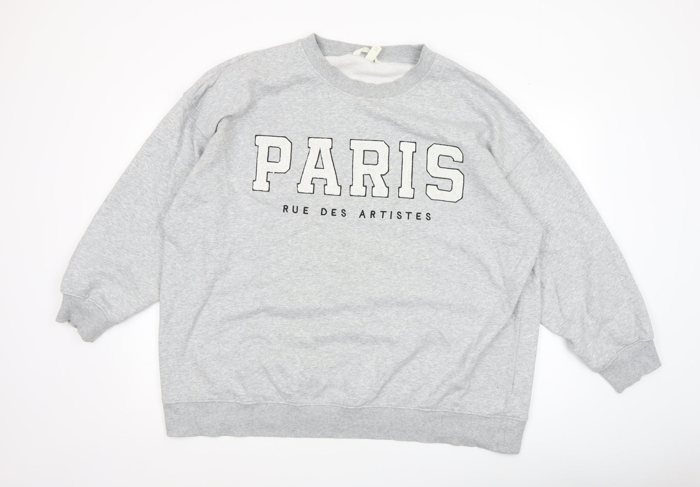 H&M Men’s Grey Paris Logo Pullover Sweatshirt XL Regular Fit