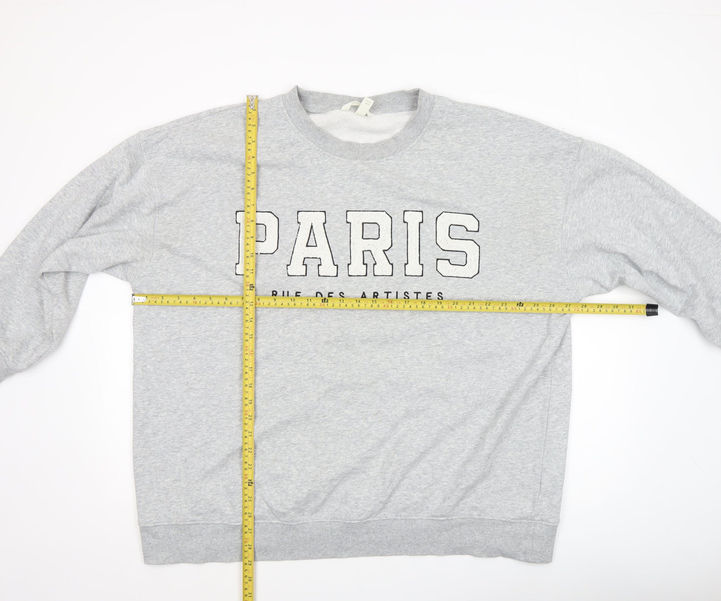 H&M Men’s Grey Paris Logo Pullover Sweatshirt XL Regular Fit