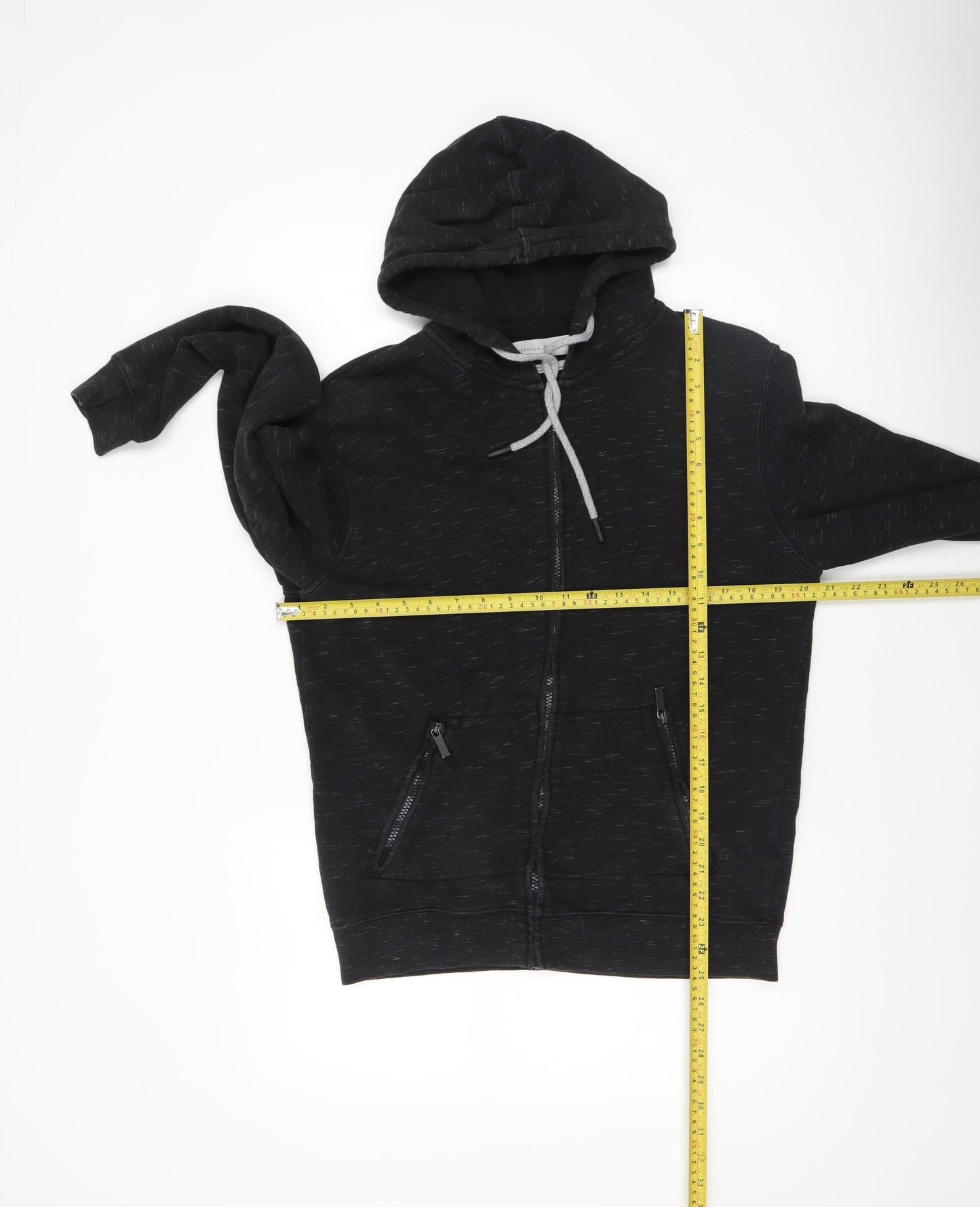 Zara Men’s Black M Full Zip Hoodie Sweatshirt Regular Fit
