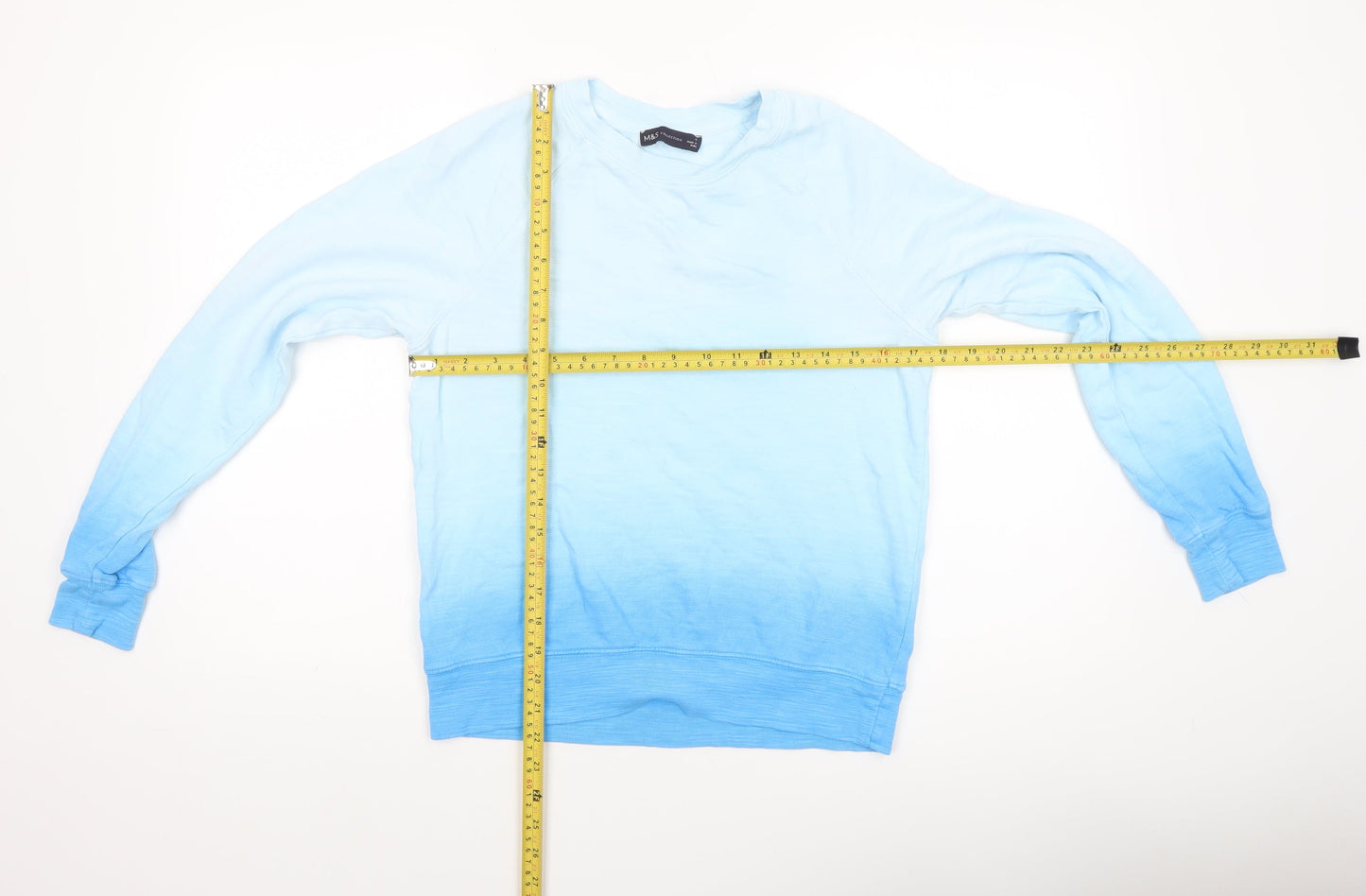 Marks and Spencer Women Blue Ombre Cotton Pullover Sweatshirt Size 6