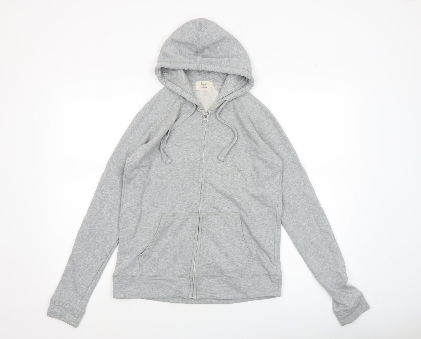 Hush Unisex Grey Full Zip Hoodie XS Lightweight Cotton Blend