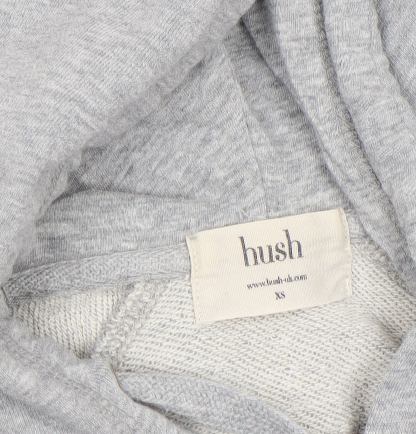 Hush Unisex Grey Full Zip Hoodie XS Lightweight Cotton Blend