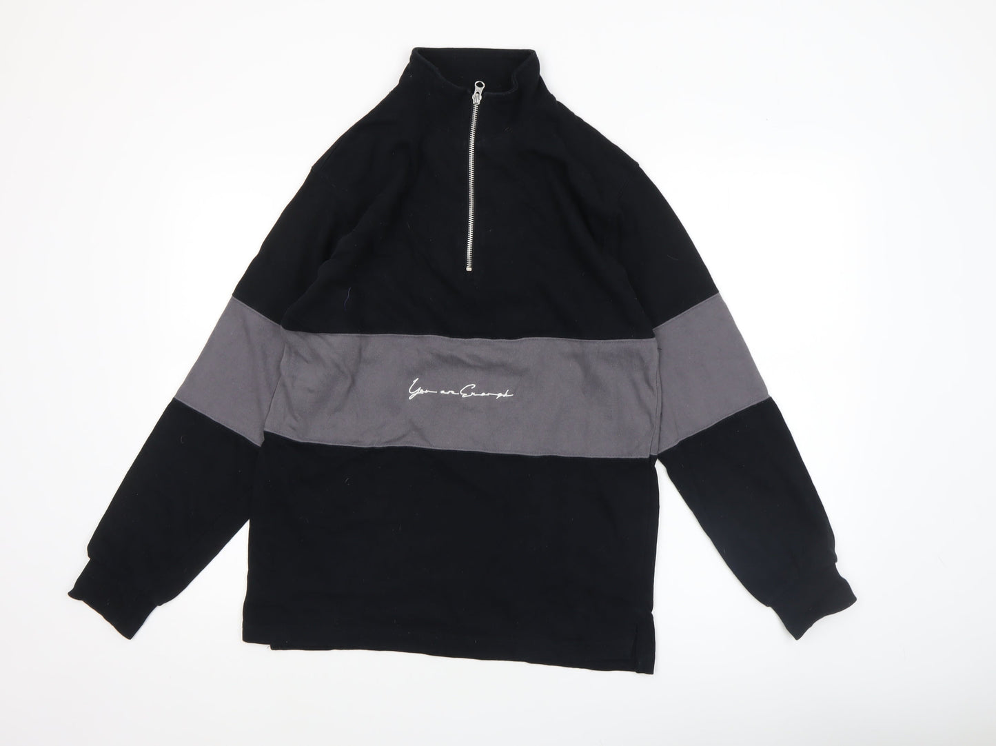 YAE Men’s Black & Grey 1/2 Zip Pullover Sweatshirt Small
