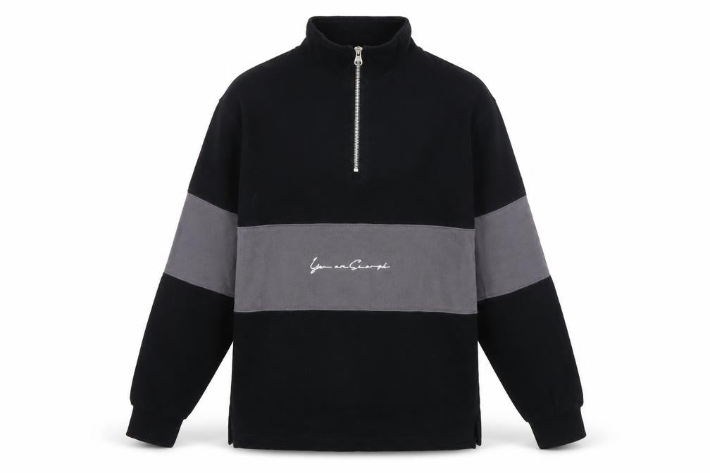 YAE Men’s Black & Grey 1/2 Zip Pullover Sweatshirt Small