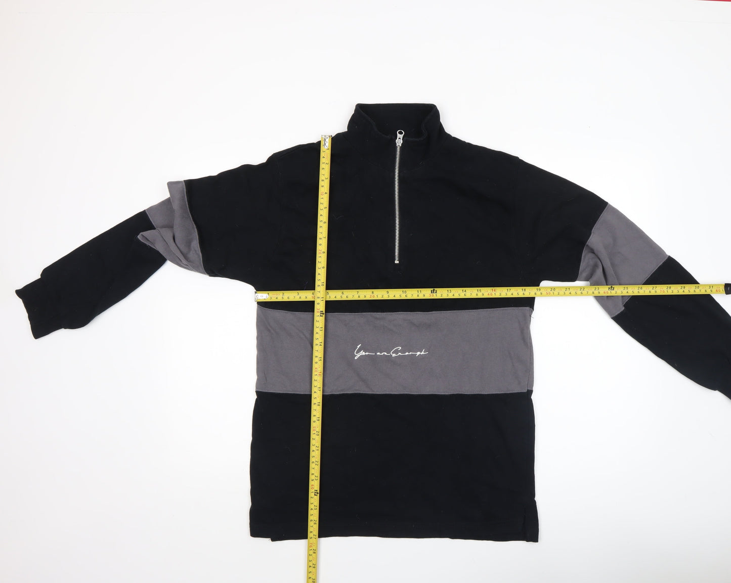 YAE Men’s Black & Grey 1/2 Zip Pullover Sweatshirt Small