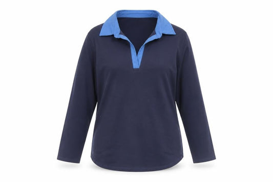 Patagonia Women’s Blue 3/4 Sleeve Cotton Collared Polo Shirt Size L