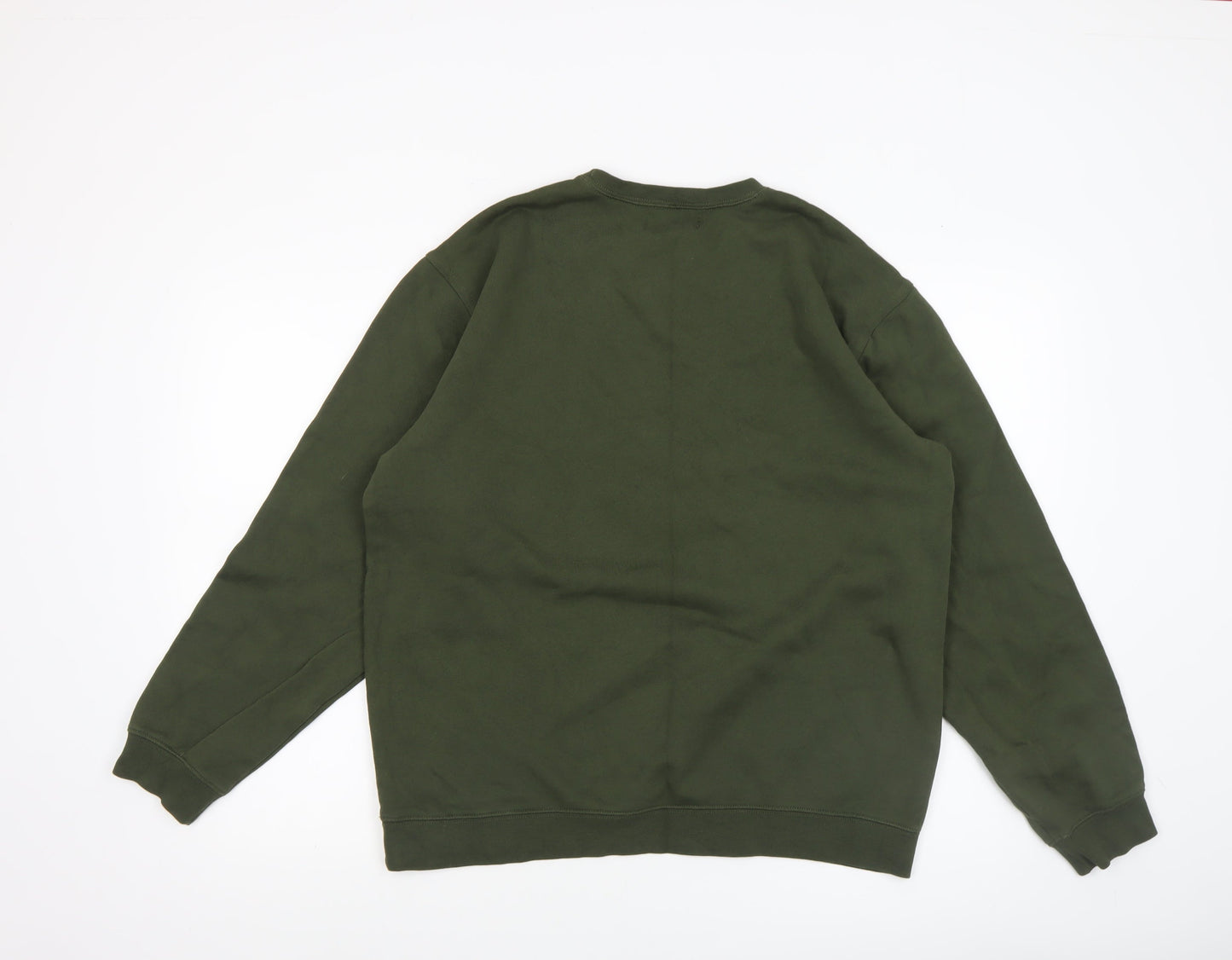 Van Heusen Men's Green Pullover Sweatshirt M Regular Cotton Blend