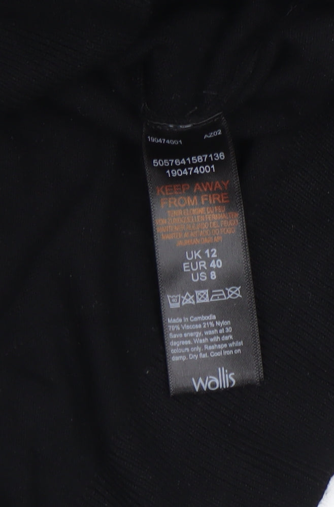 Wallis Womens Black Roll Neck Studded Shoulder Jumper UK 12