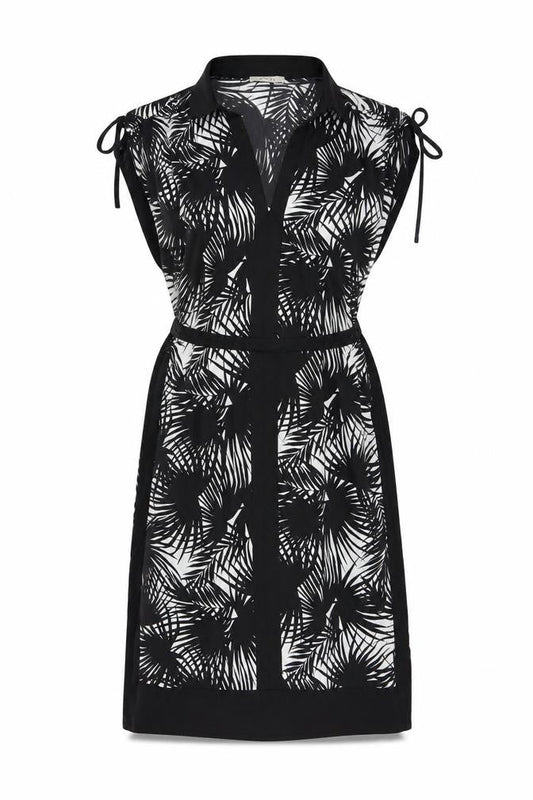 Oasis Womens Black Tropical Print Collared Shirt Dress Size S