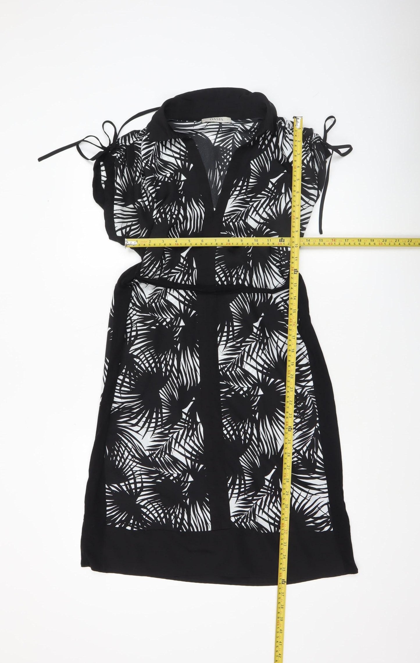 Oasis Womens Black Tropical Print Collared Shirt Dress Size S