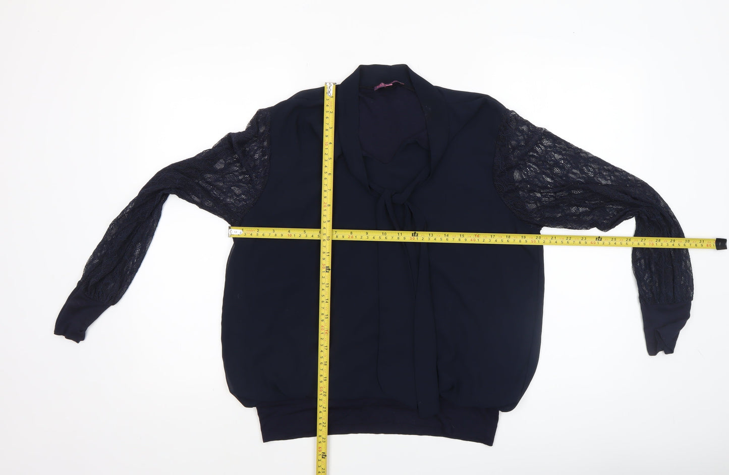 Kate + Pippa Women’s Navy Blue Lace Sleeve Tunic Blouse Size L