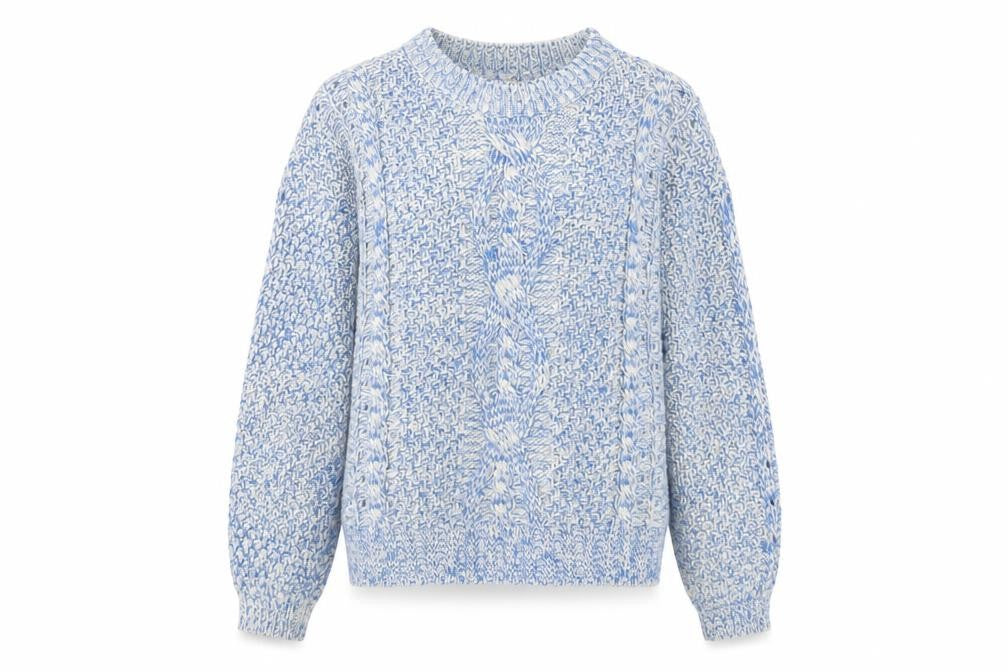 Sweewe Paris Women's Blue Chunky-Knit Wool Blend Jumper M