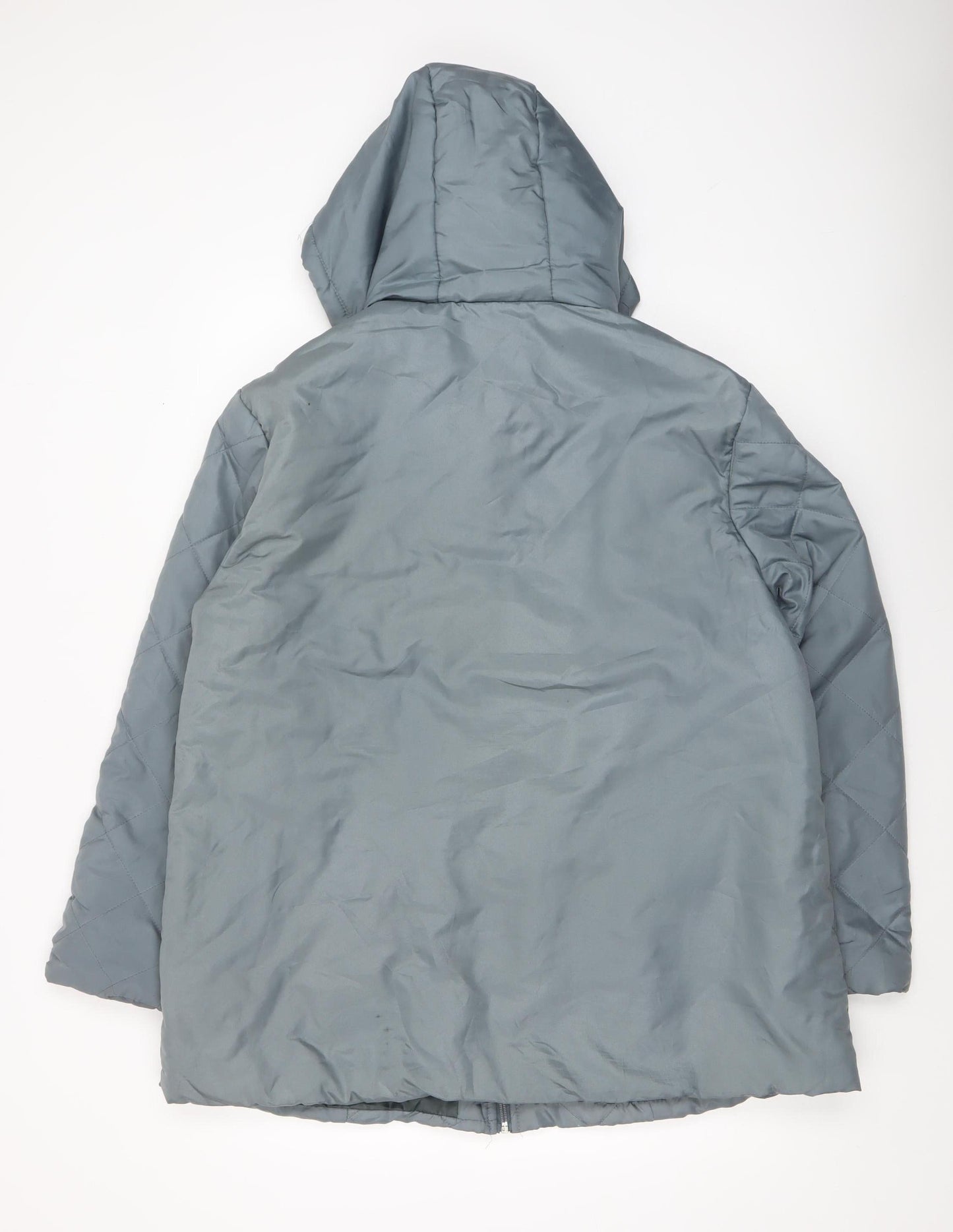 Anne de Lancay Women’s Grey Quilted Hooded Puffer Coat Size L