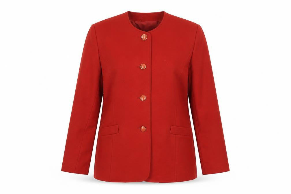 Viyella Women's Red Pure Wool Single-Breasted Blazer Size 8