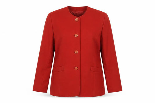Viyella Women's Red Pure Wool Single-Breasted Blazer Size 8