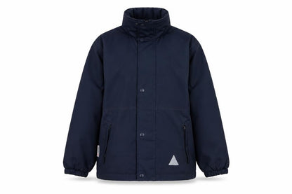 Front view of Result boys’ blue waterproof hooded rain jacket 11-12 years xl