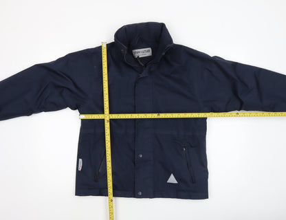 Back view of Result boys’ blue waterproof hooded rain jacket 11-12 years xl