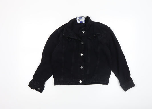 H.M Miss Annie Girls Black Denim Button Jacket 6-7 Years Classic Style