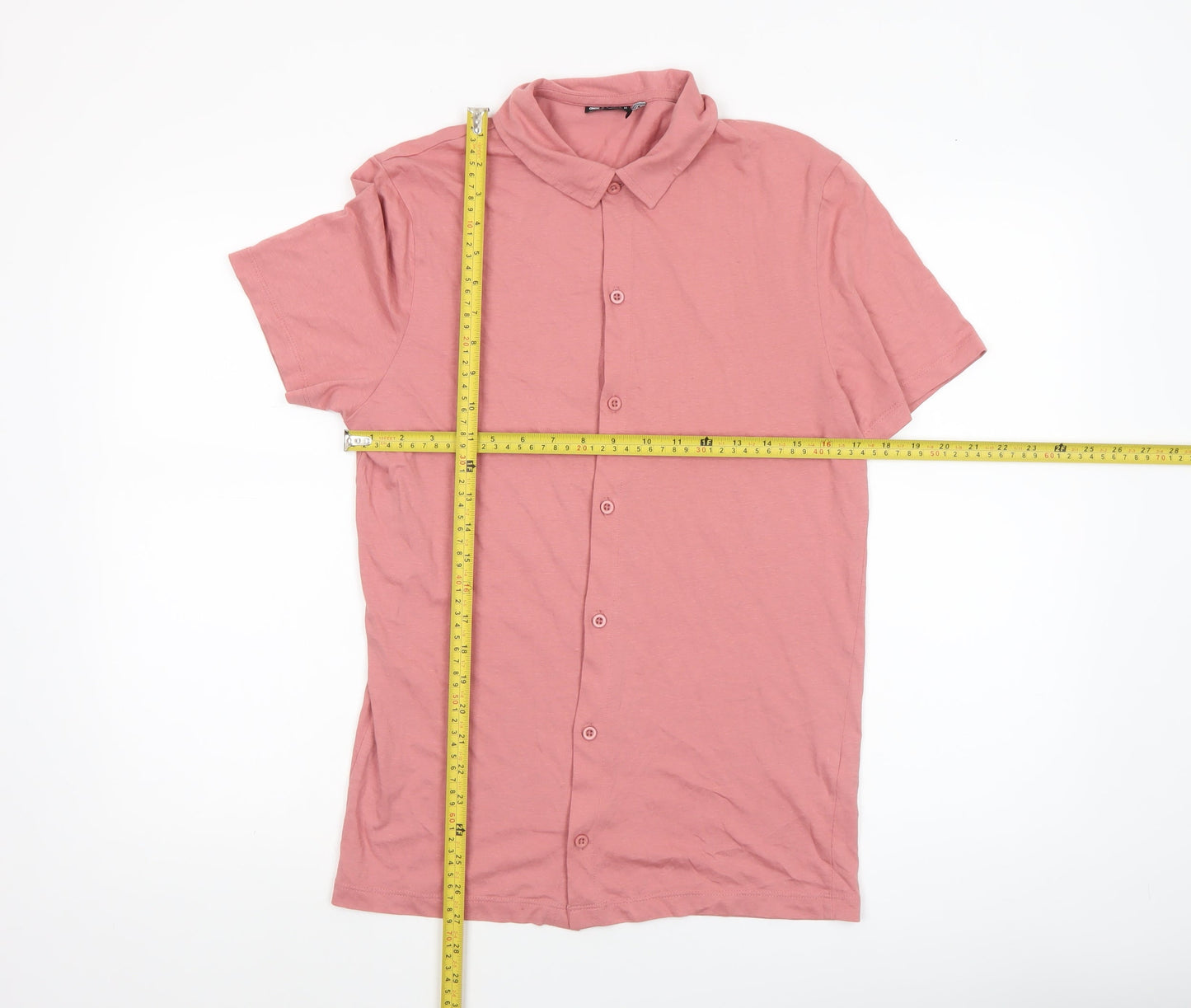 ASOS Design Men’s Pink Short Sleeve Button-Up Casual Shirt Size S