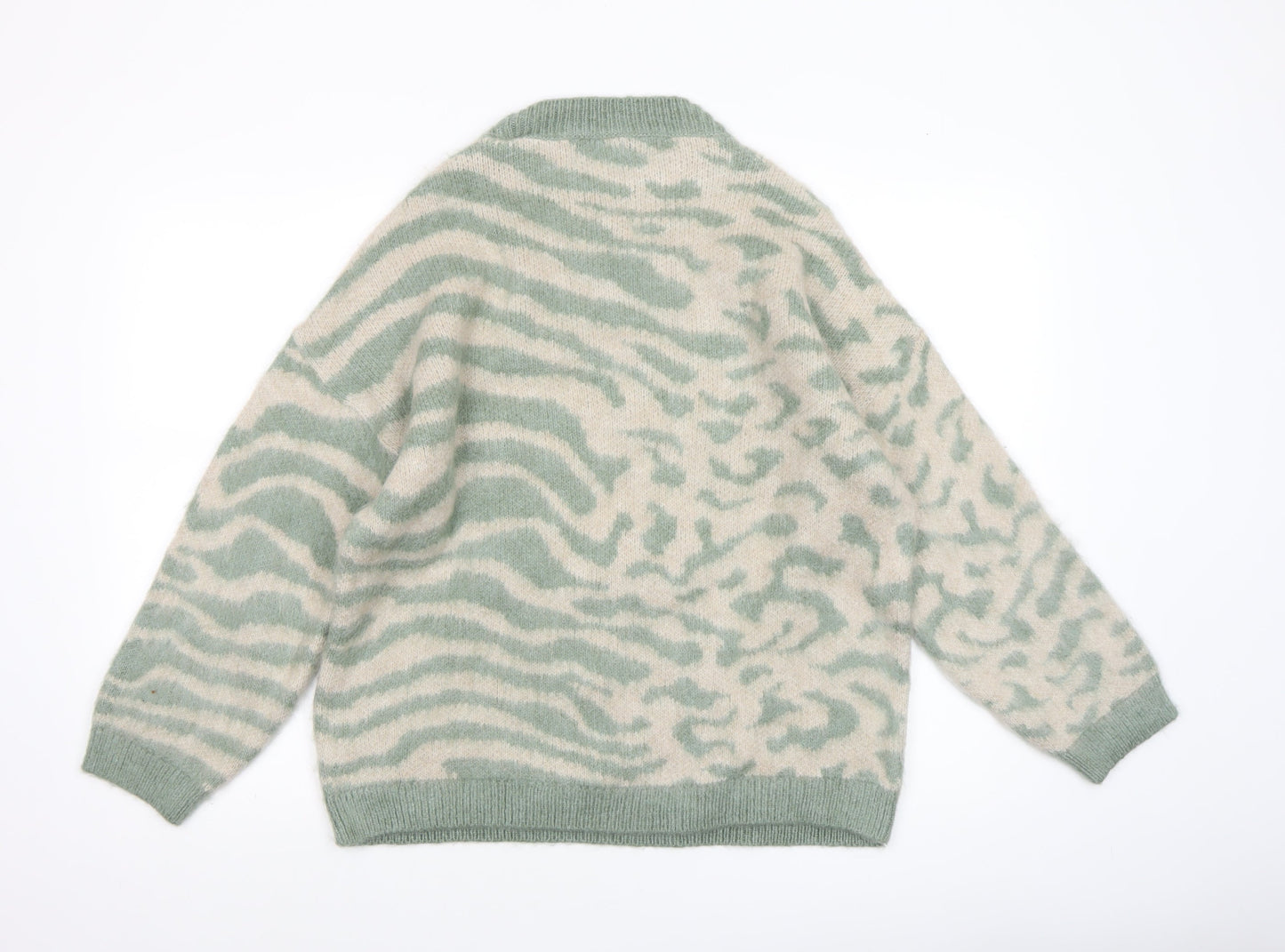 ONLY Women’s Green Animal Print Knit Jumper Size S