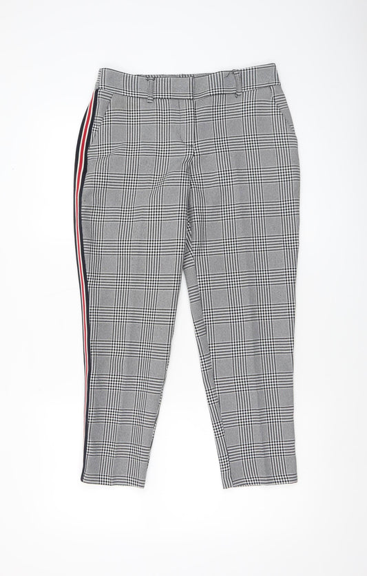 Dorothy Perkins Womens Grey Check Cropped Slim Trousers Size 6