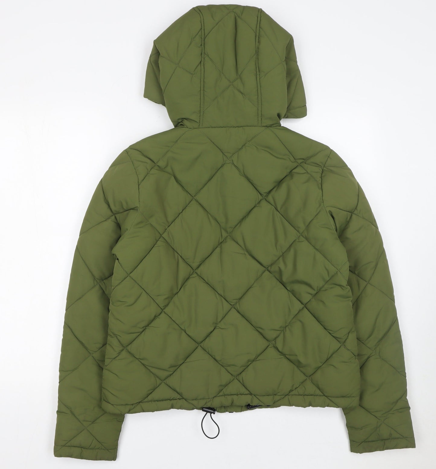 Noisy May Women’s Green Quilted Puffer Jacket Hooded Size S
