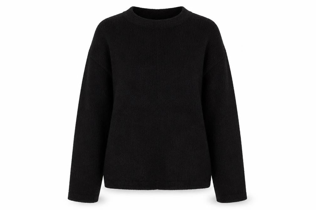 Marks & Spencer Womens Black Medium Crew Neck Cotton Blend Jumper