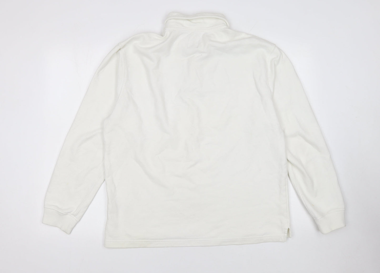 GAP Men’s White Long Sleeve Polo Shirt Size S Classic Cotton