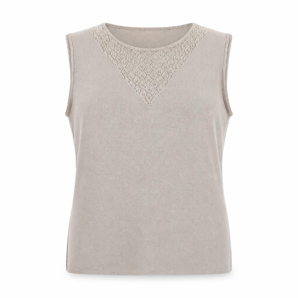 Armani Collezioni Women Beige Wool Blend Sleeveless Knit Top Size 14