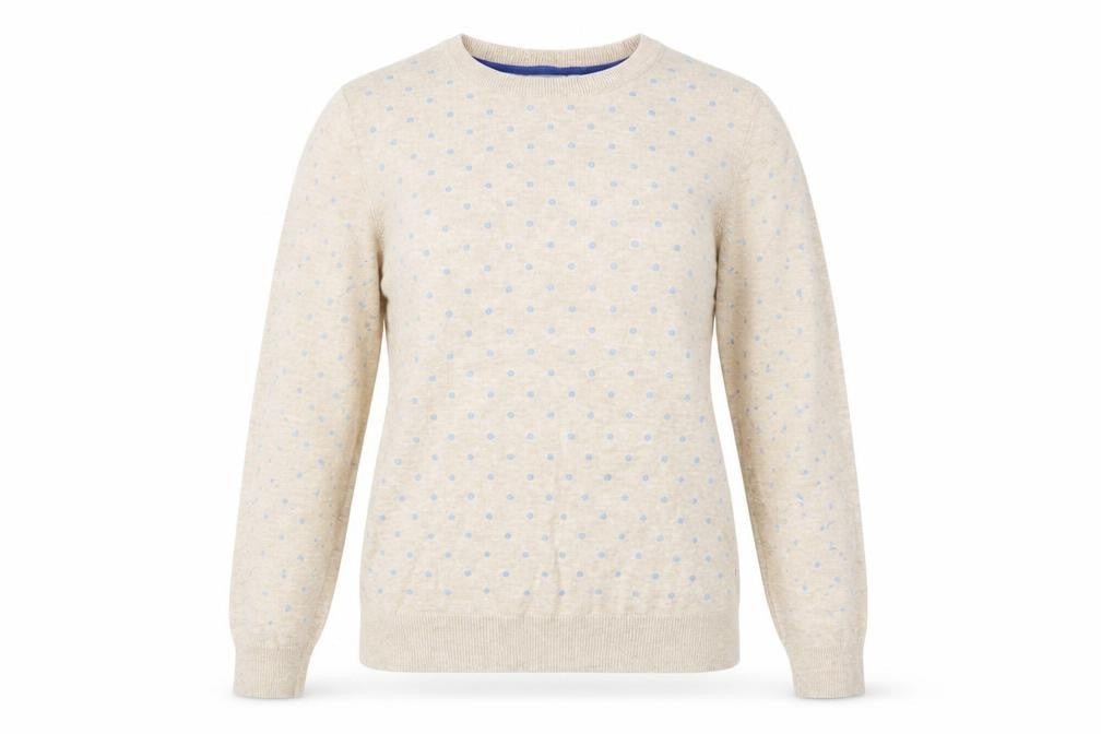 Dickins & Jones Womens Beige Polka Dot Cotton Jumper M