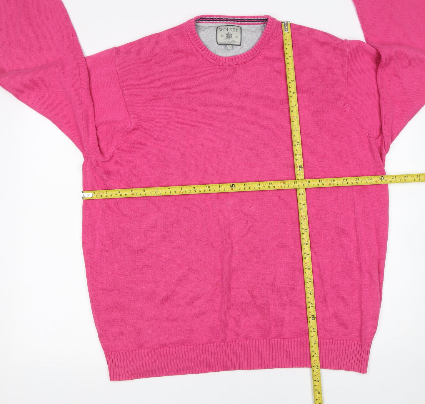 Wolsey Men’s Pink Cotton Crew Neck Jumper XL Knit Pullover
