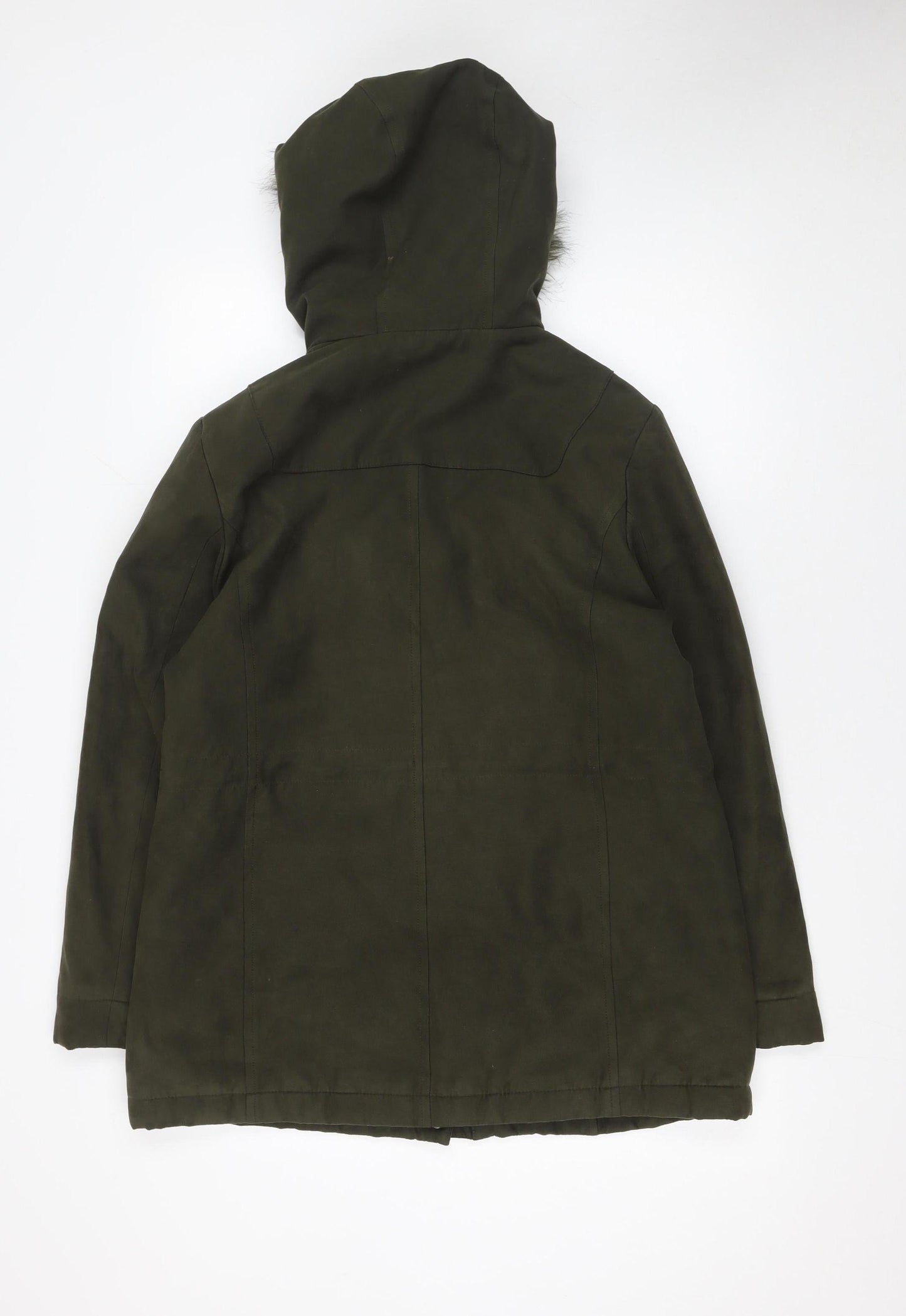 Marks and Spencer Womens Green Faux Fur Hooded Parka Coat UK 14
