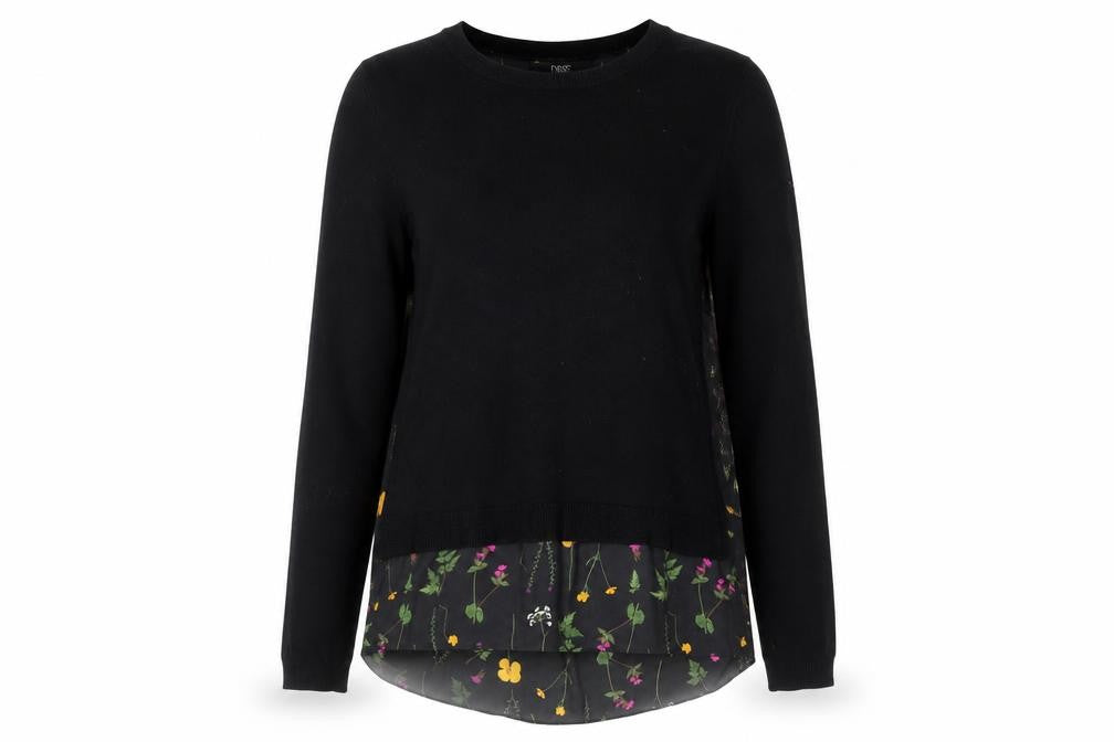 Next Womens Black Floral Panel Pullover Jumper Size 12