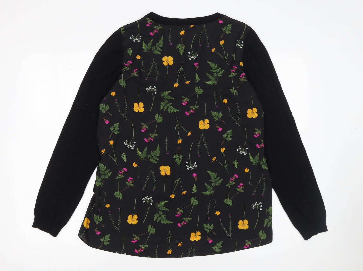 Next Womens Black Floral Panel Pullover Jumper Size 12