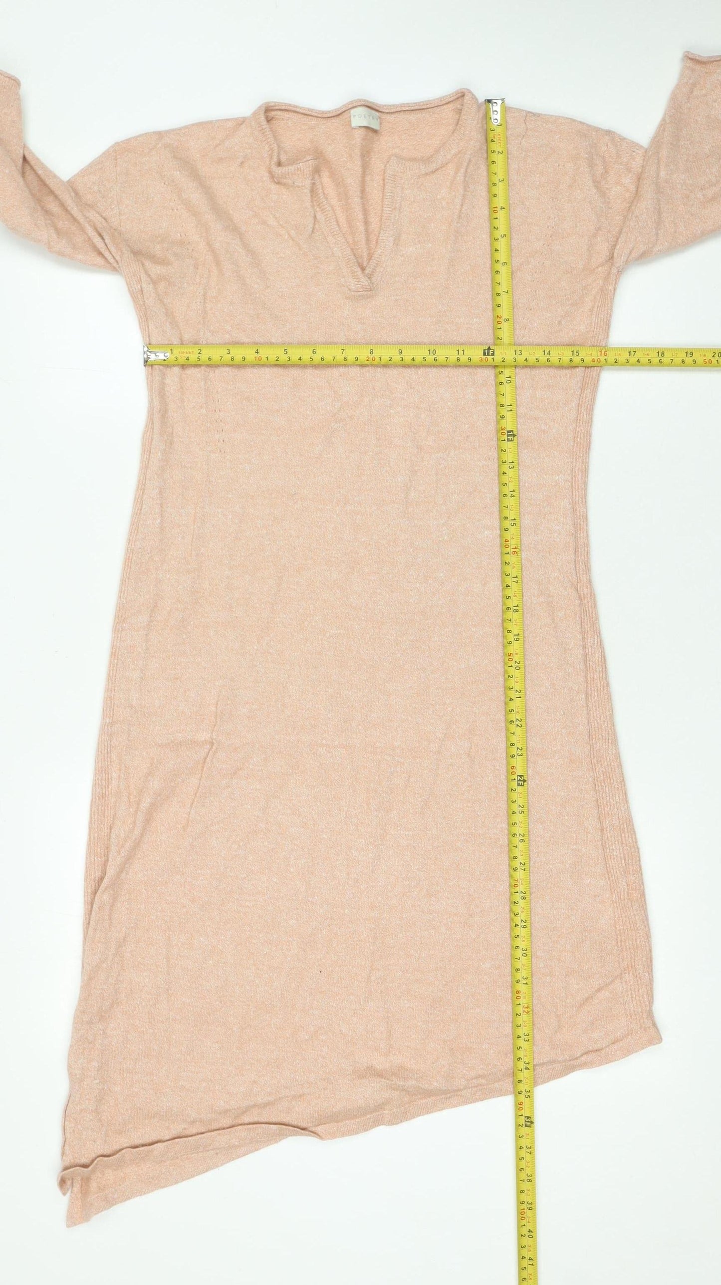 Poetry Women Beige Asymmetric Knit Midi Dress Size 10