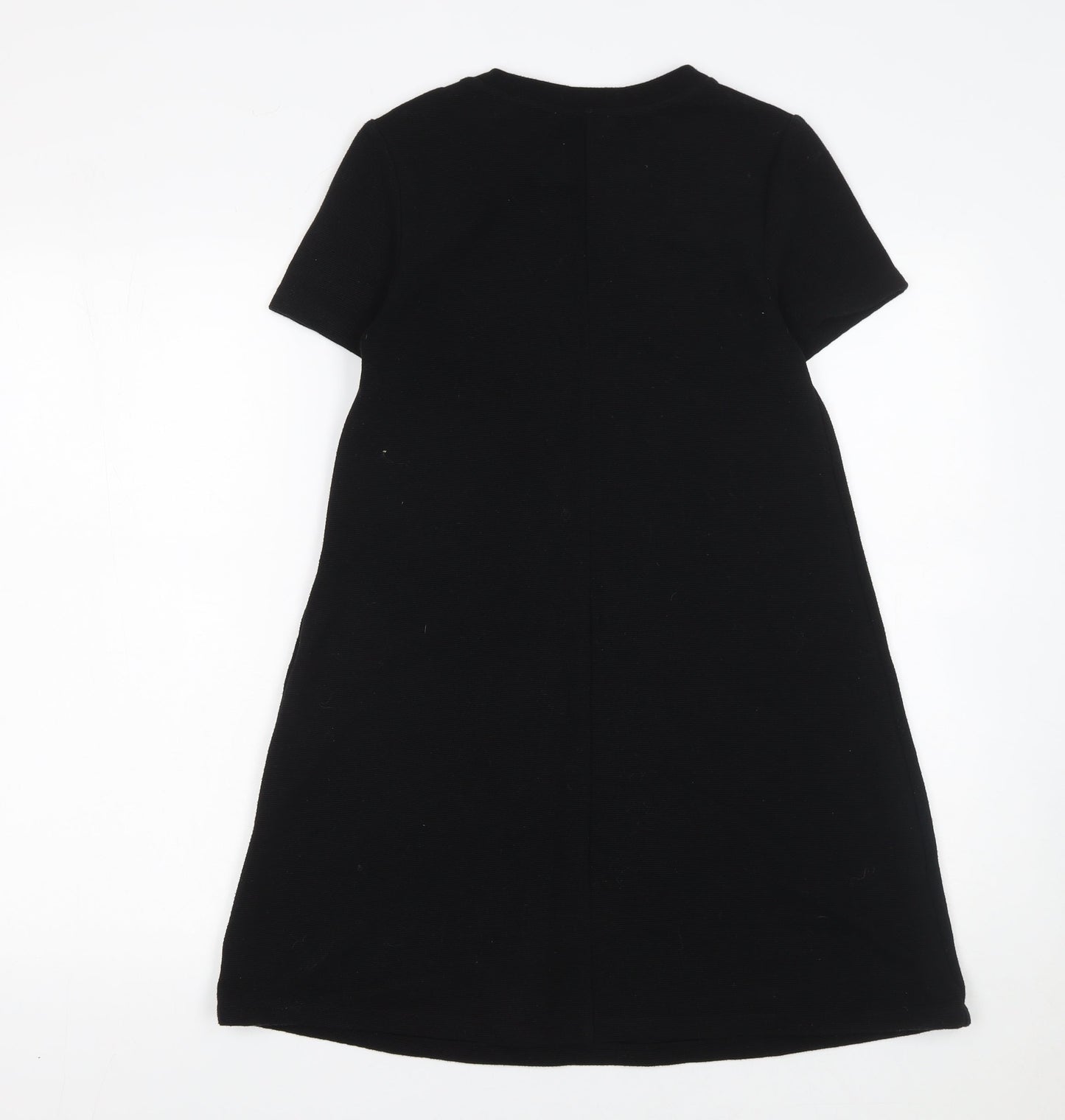 Zara Women Black A-Line Short Sleeve Jersey Dress Size S