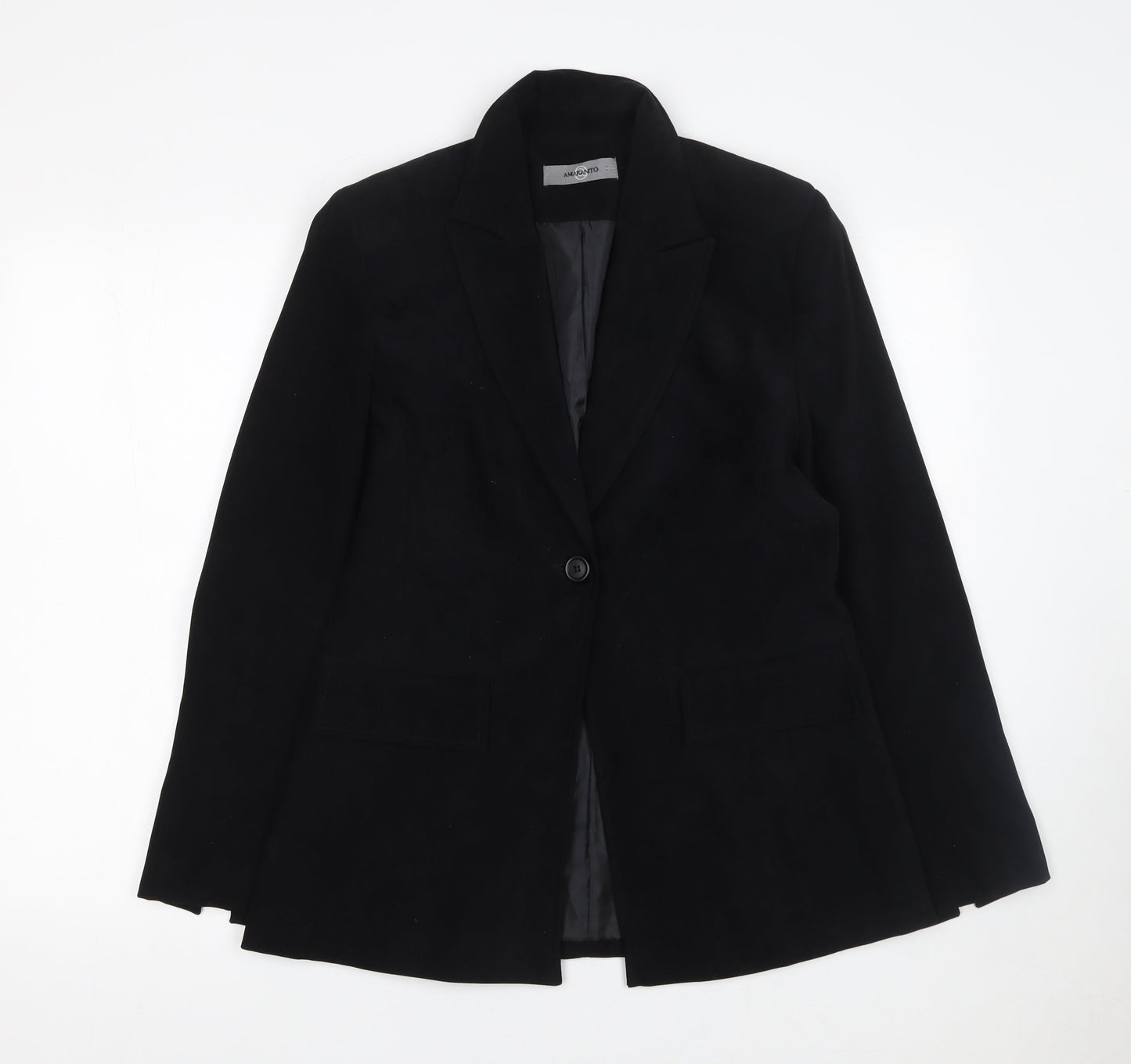 Amaranto Womens Black Size 12 Single-Breasted Blazer Jacket