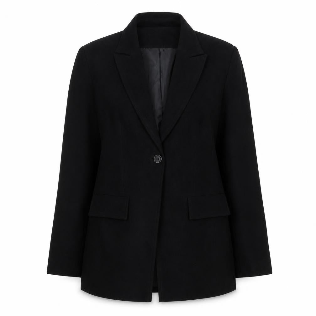 Amaranto Womens Black Size 12 Single-Breasted Blazer Jacket