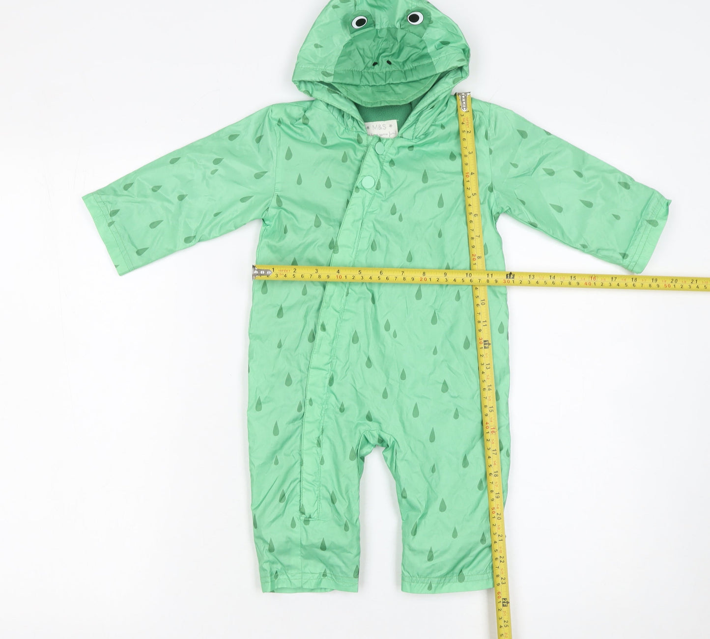 Marks and Spencer Unisex Baby Green 6-9 Months Hooded Rain Snowsuit