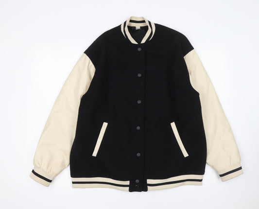 H&M Divided Men’s Black Varsity Jacket S Retro College Style