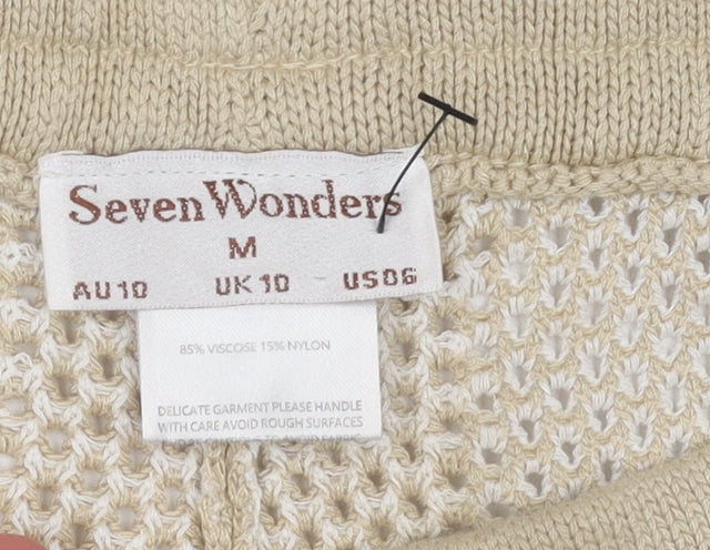 Seven Wonders Women’s Beige Striped Knit Flared Trousers Size 10