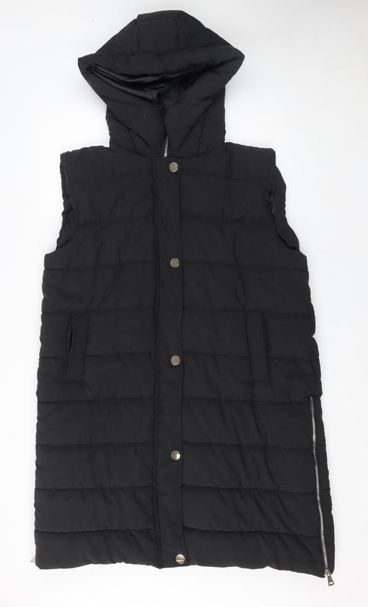 Rising Womens Black Hooded Puffer Waistcoat XL Sleeveless Mid-Length