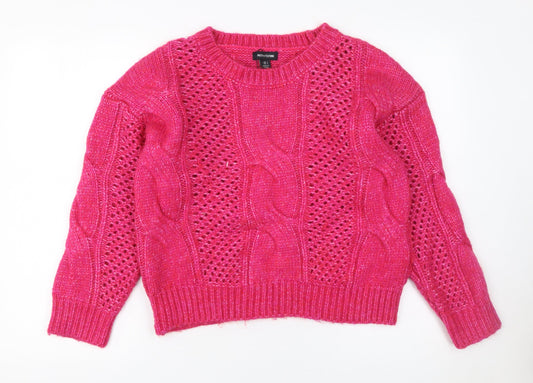 PrettyLittleThing Women's Pink Cable Knit Pullover Jumper Size S