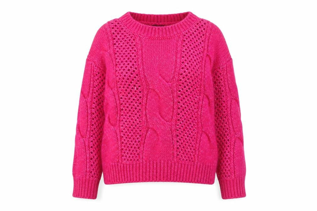 PrettyLittleThing Women's Pink Cable Knit Pullover Jumper Size S