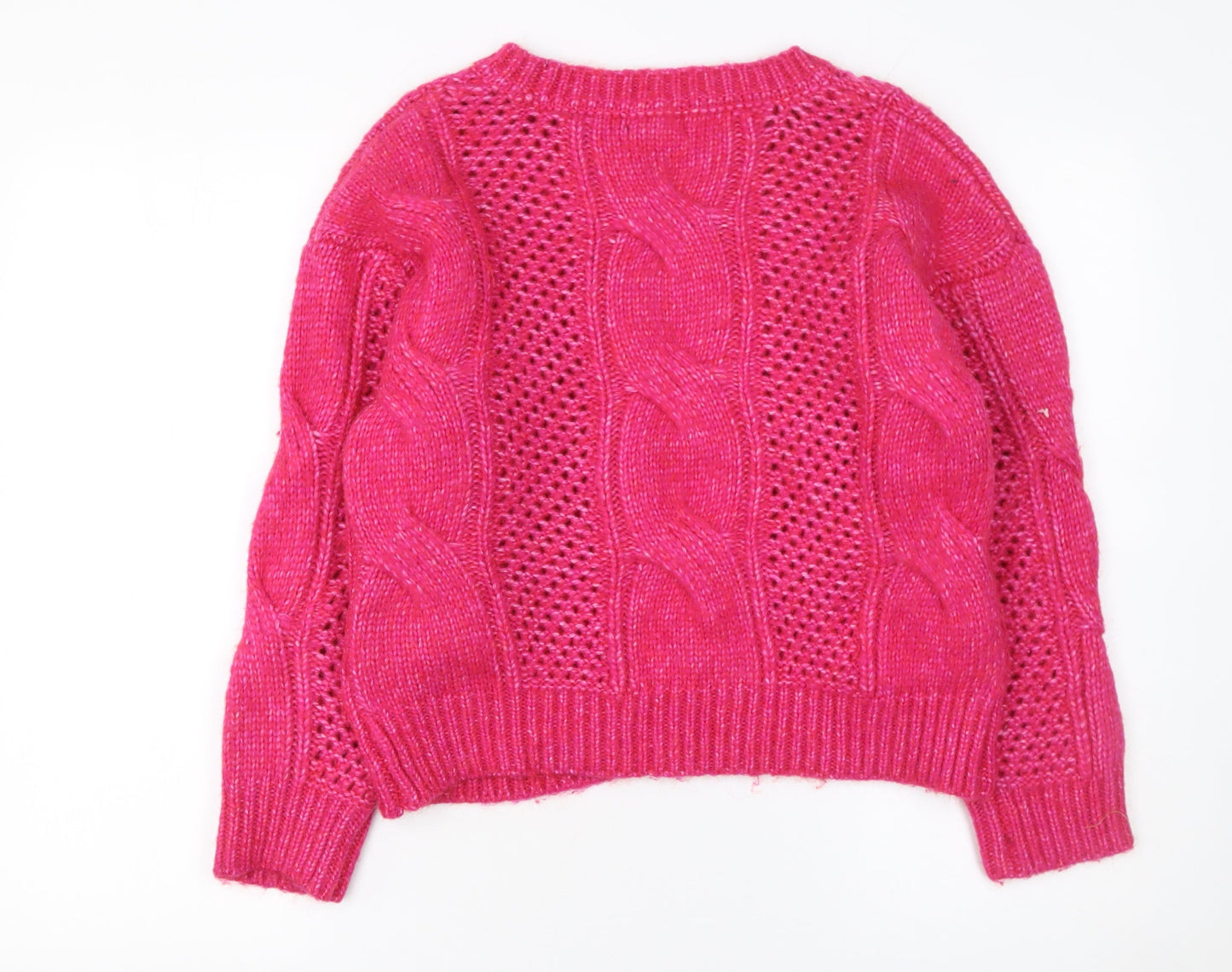 PrettyLittleThing Women's Pink Cable Knit Pullover Jumper Size S
