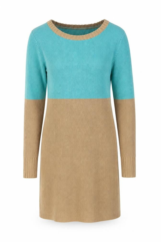 Boden Women’s Blue Beige Knit Colourblock Jumper Dress Size 12
