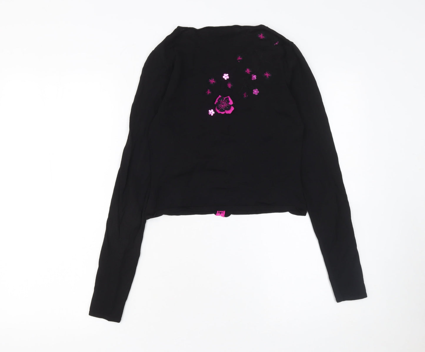 Karen Millen Women’s Black Floral Embroidered Cropped Blouse Size S
