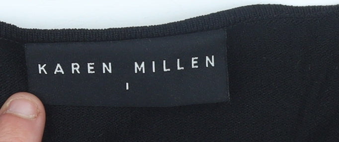 Karen Millen Women’s Black Floral Embroidered Cropped Blouse Size S