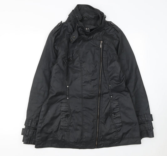 Next Womens Black Cotton Military Zip Jacket Size 14