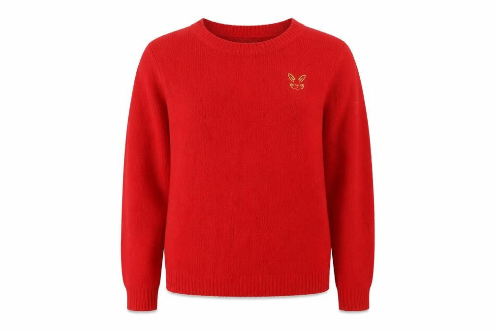Cupcakes and Cashmere Women Red Pullover Jumper L Embroidered Cat Design